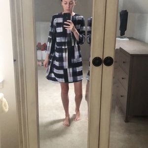 Topshop 3/4 Sleeve Plaid Shirt Dress